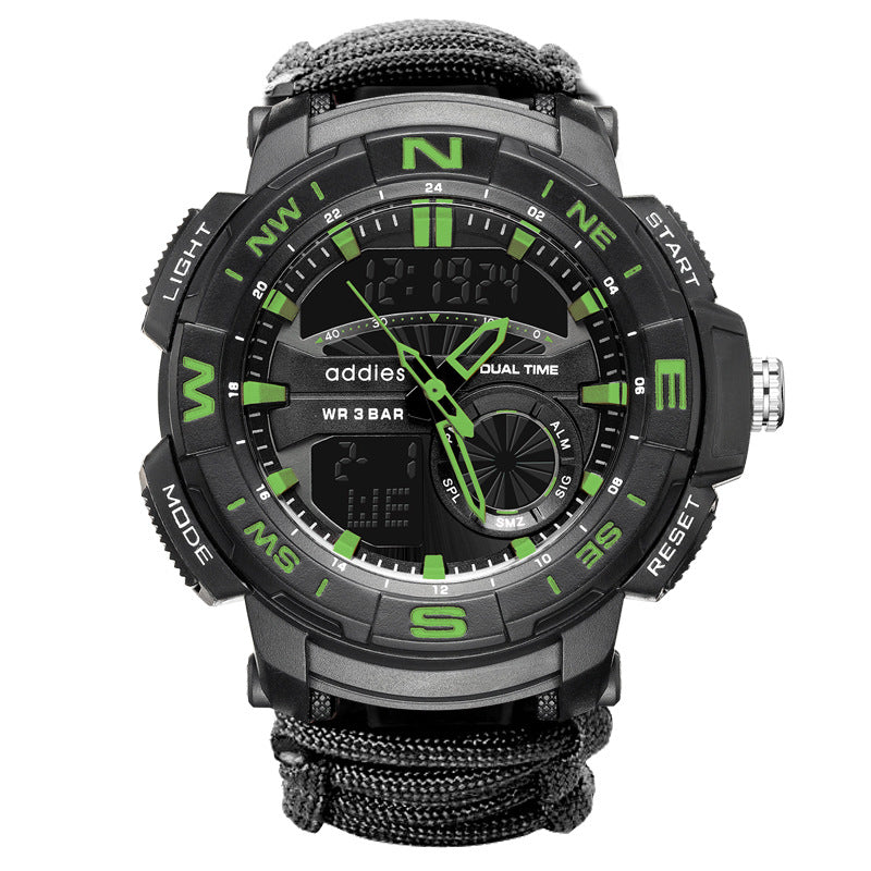 Eddison Men's Multifunctional Compass Watch Outdoor Mountaineering Whistle Flintstone Waterproof Electronic Men's Watch Wholesale
