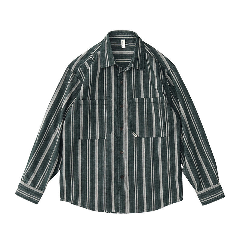 Retro Striped Corduroy Overshirt