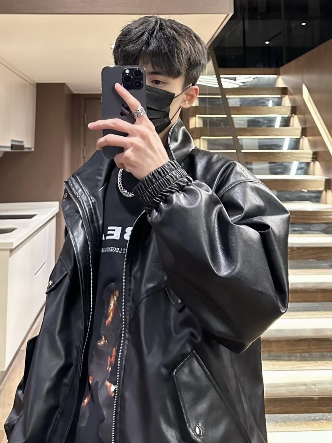 Oversize Streetwear Faux Leather Bomber