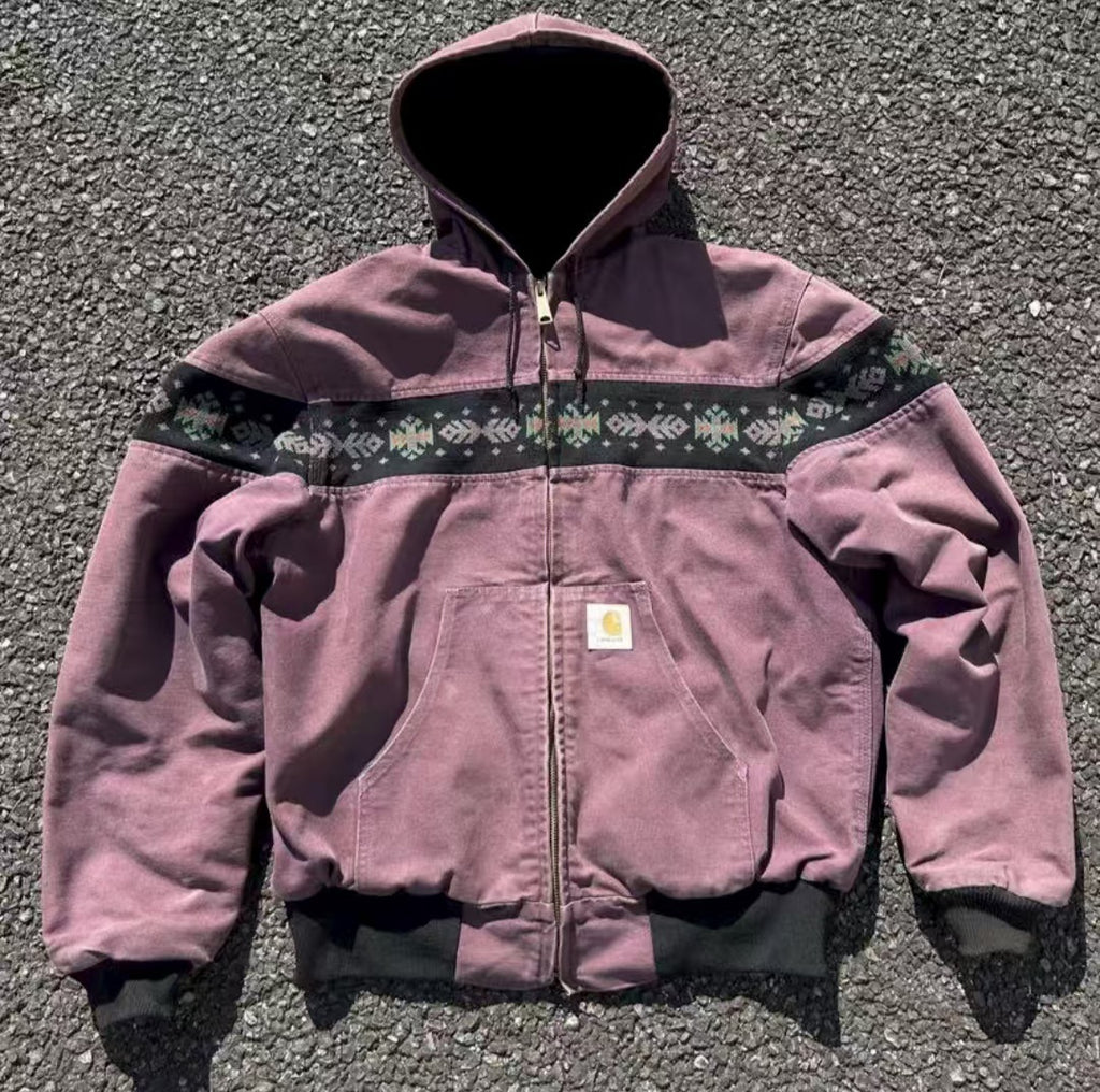 Aztec-Trimmed Canvas Hooded Jacket