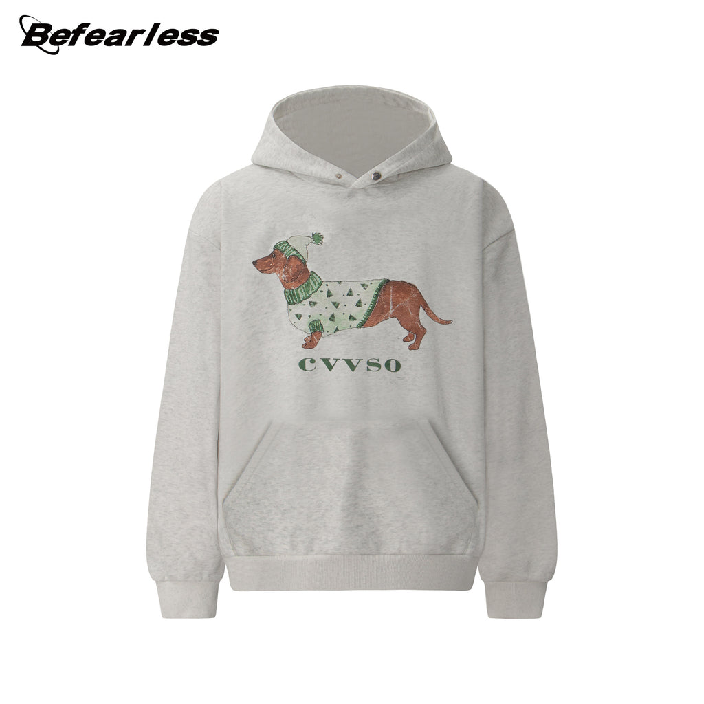 Dog-Printed Pullover Hoodie