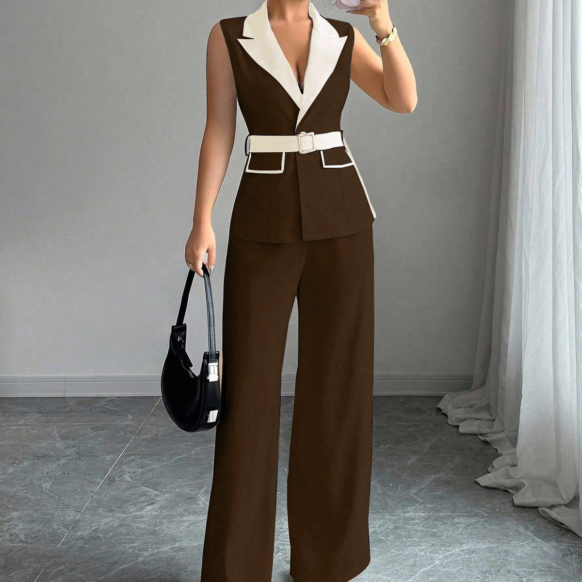 Sleeveless Blazer and Trousers Set
