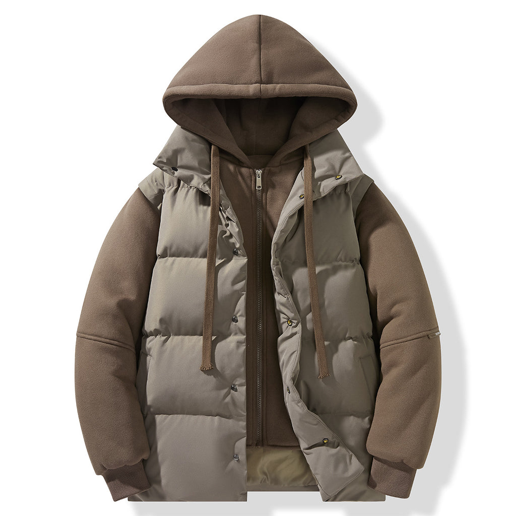 Layered Puffer Vest Hoodie