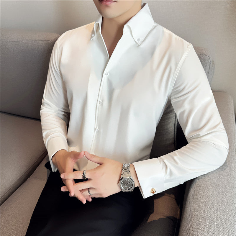 Men’s Slim-Fit French Cuff Formal Shirt