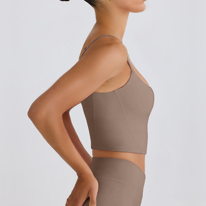 Fixed-Cup Yoga Sports Bra