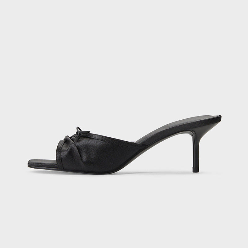 Bow Square-Toe Heel Slides