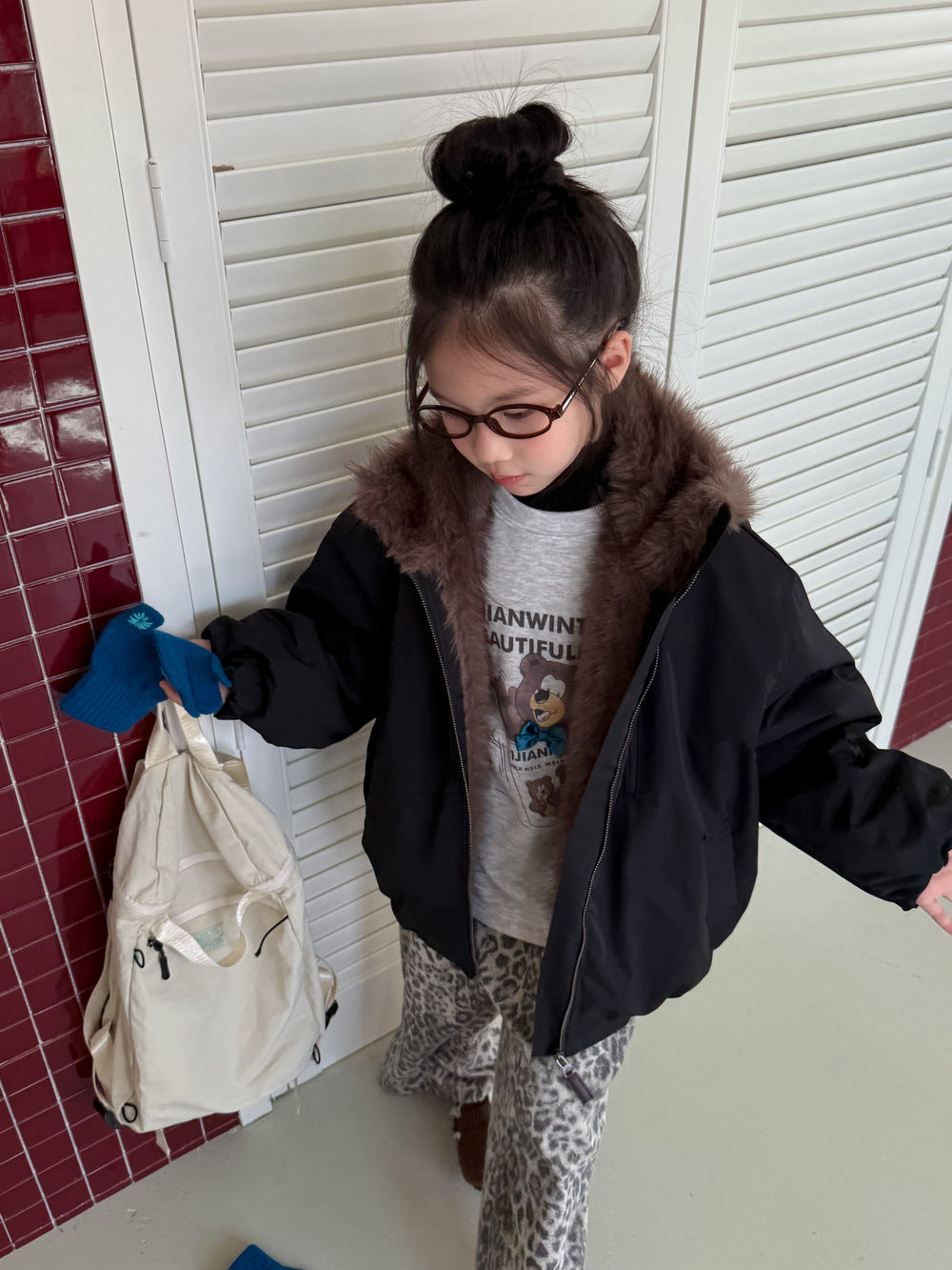 Girls' Fleece-Lined Stand-Collar Jacket
