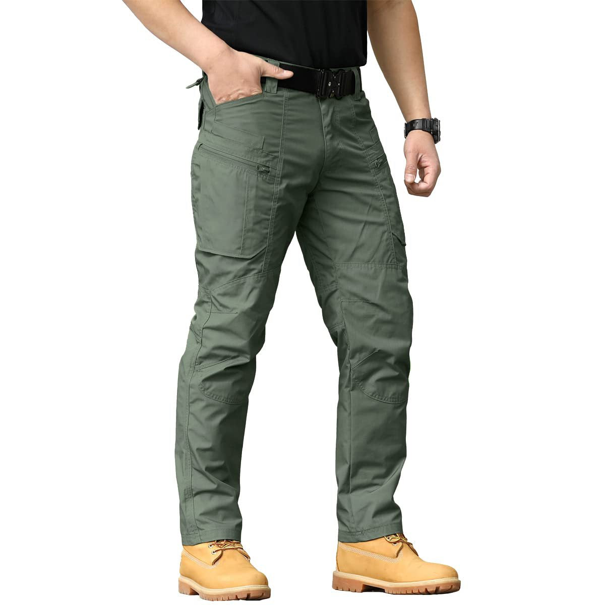 Amazon training pants with multiple pockets and zippers stretch cargo pants