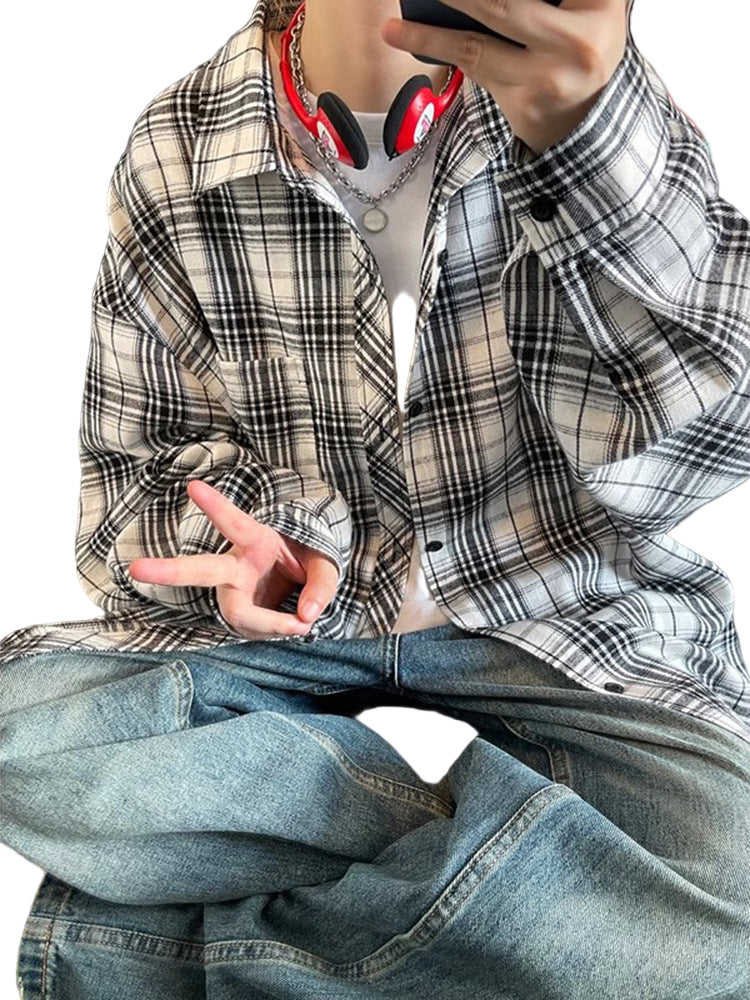 Plaid Loose-Fit Casual Shirt Jacket