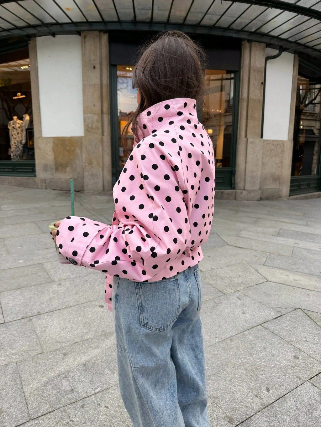 Women's Polka-Dot Belted Trench Jacket
