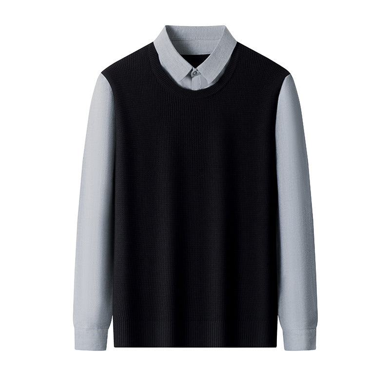 Premium Cotton Mock-Two-Piece Knit Sweater
