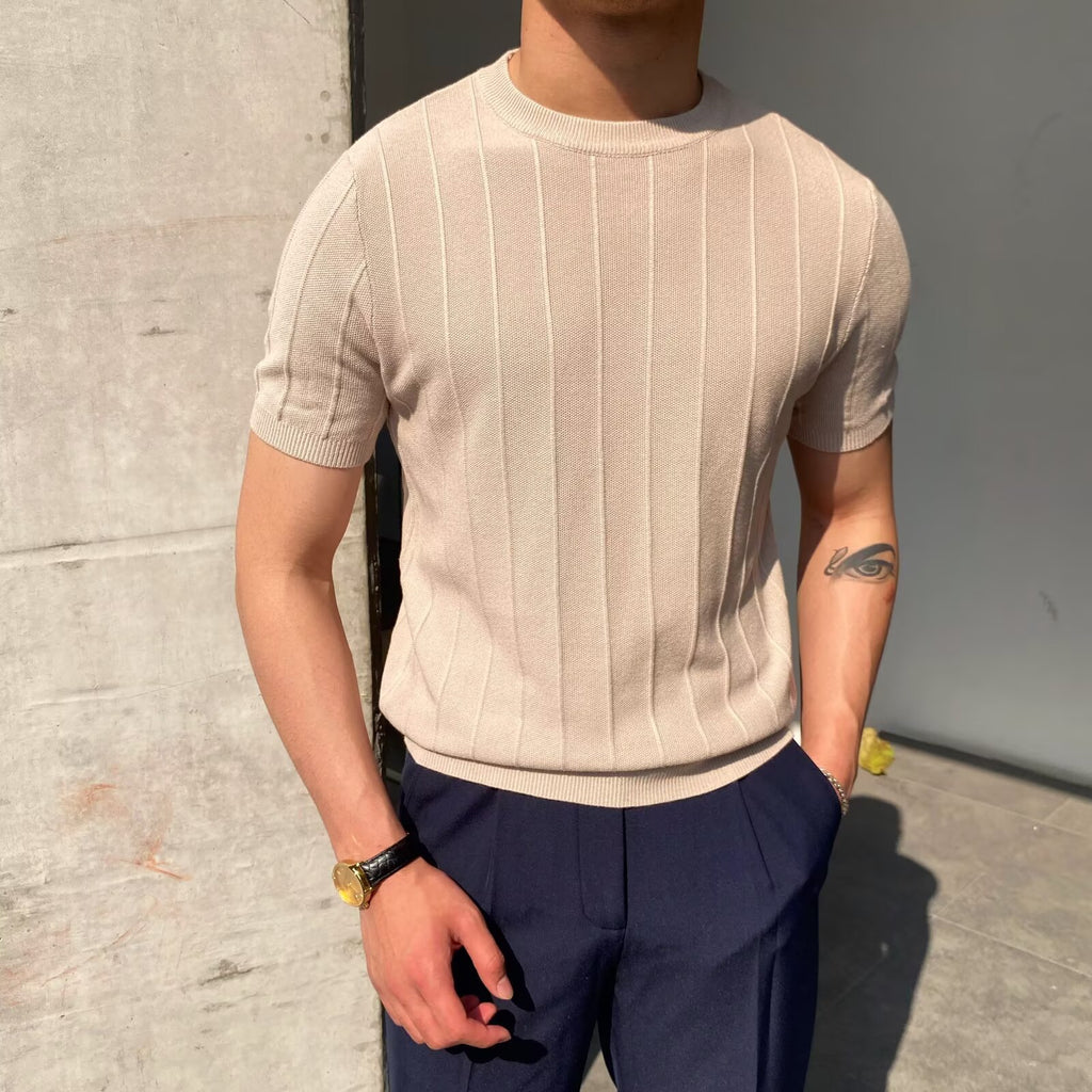 Ribbed Knit Crewneck Tee