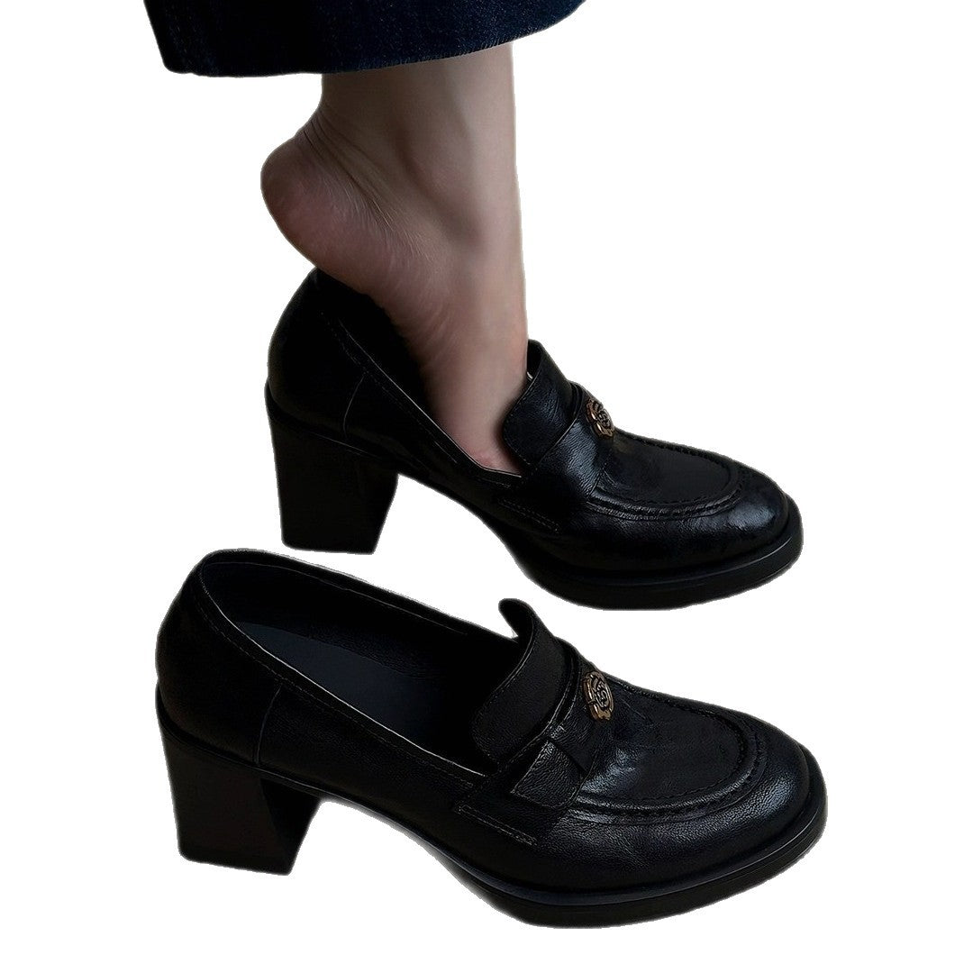Emblem Heeled Loafers