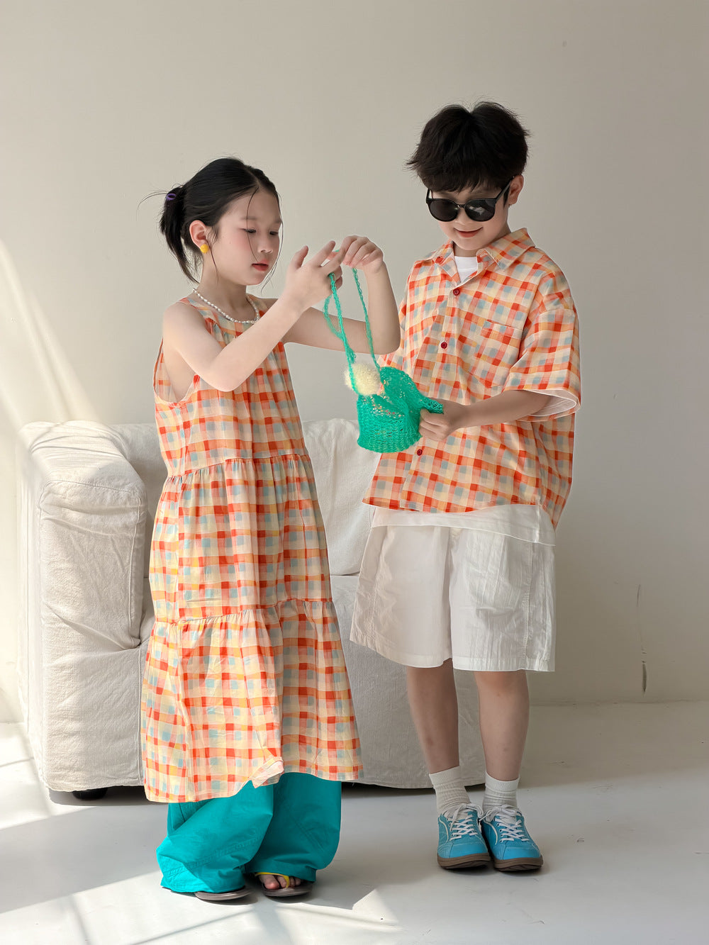 Kids' Colorful Plaid Short-Sleeve Shirt