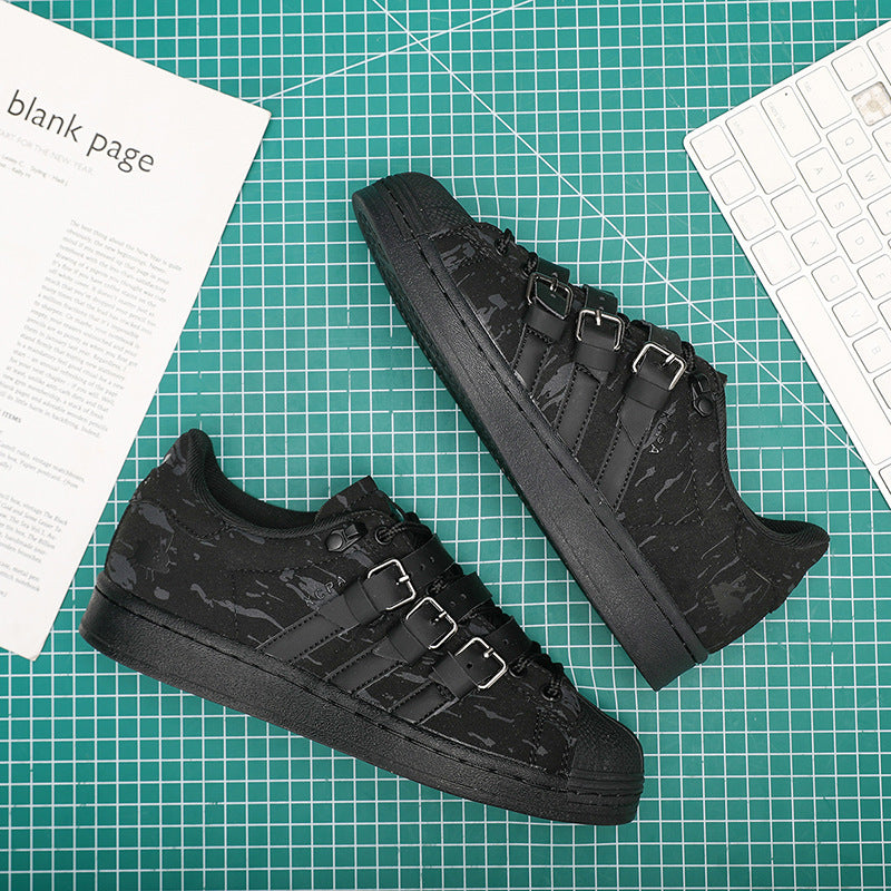 Buckle Strap Canvas Sneakers