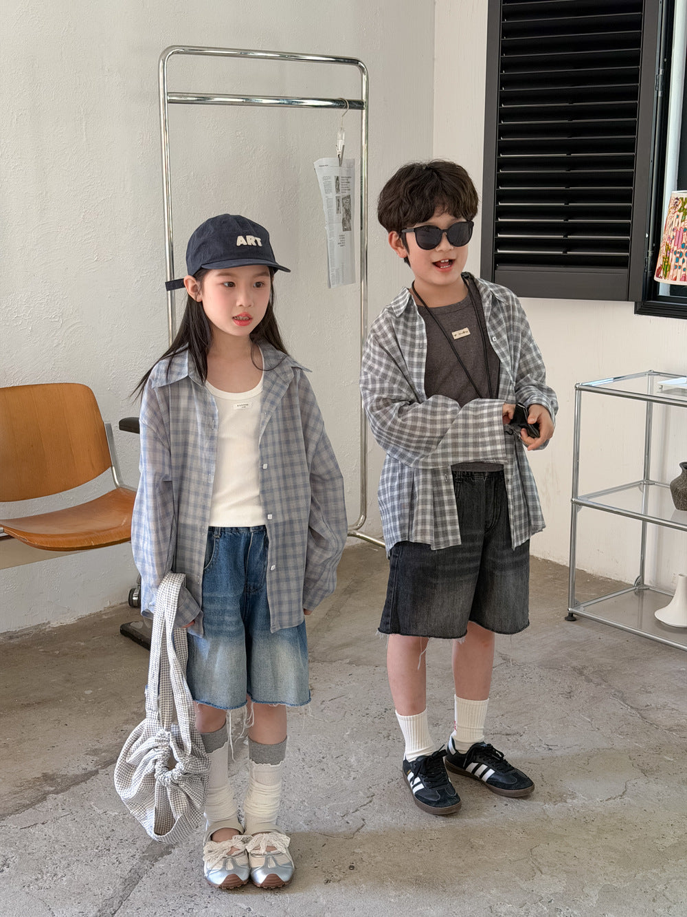 Kids' Plaid Long-Sleeve Sun Shirt