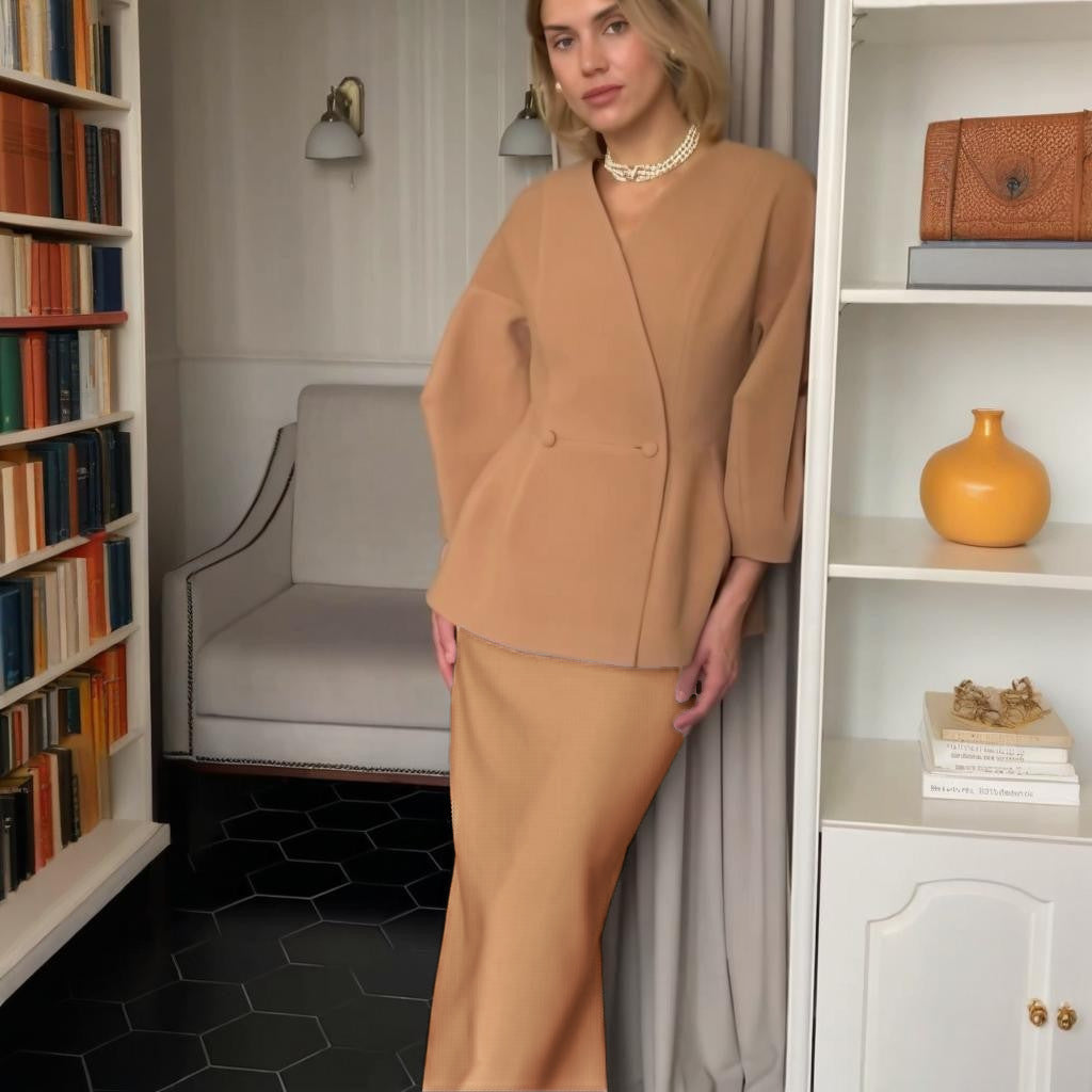 Elegant Peplum Blazer and Skirt Set