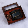 Coffee color 3-piece set -2: belt + watch + exquisite gift box