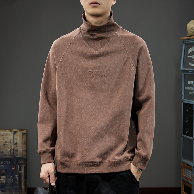 Embossed High-Neck Sweatshirt