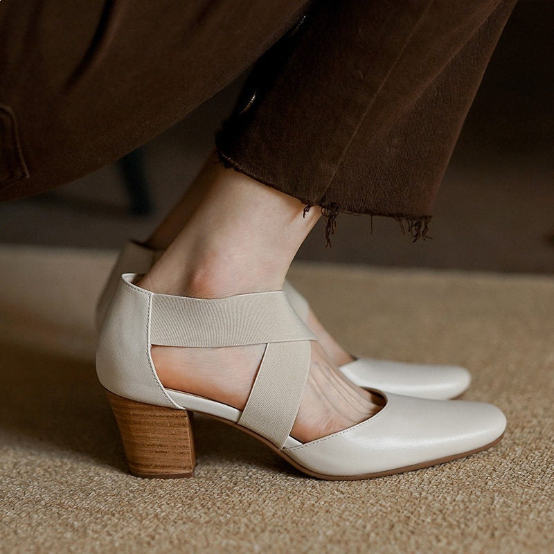 Cross-Strap Ballet Heels