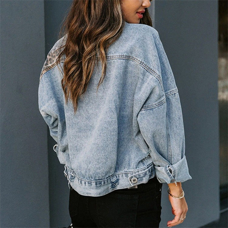Leopard Print Denim Jacket