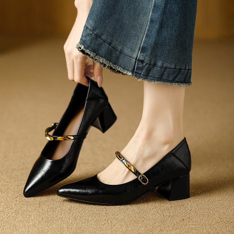Gold Bar Pointed-Toe Heels