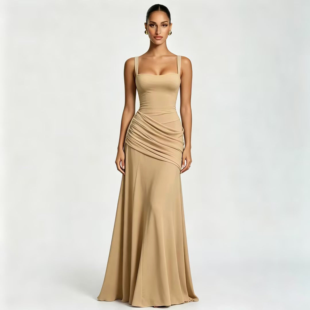 Aurora Ruched Backless Maxi Dress