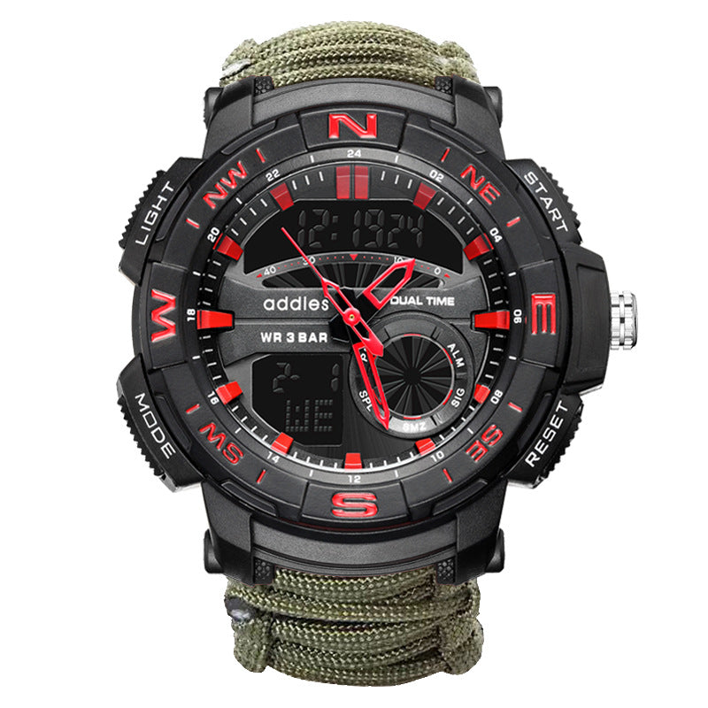 Eddison Men's Multifunctional Compass Watch Outdoor Mountaineering Whistle Flintstone Waterproof Electronic Men's Watch Wholesale