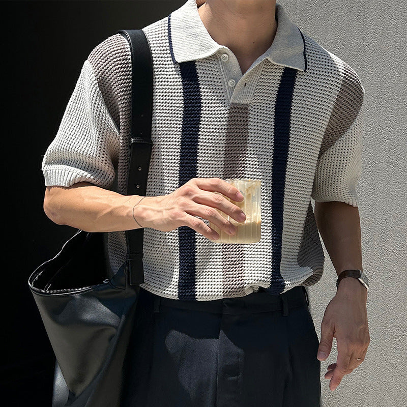 Vintage-Style Mesh Knit Polo