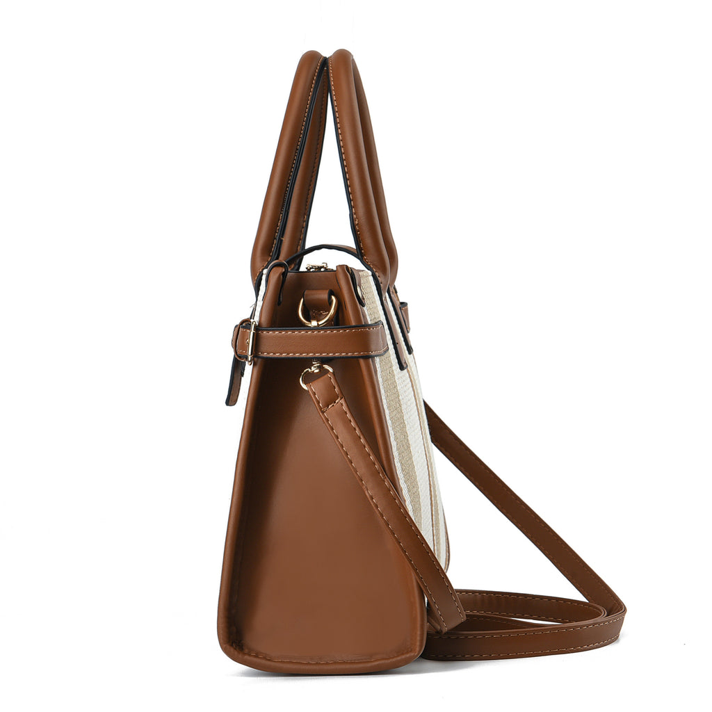 Striped Belted Tote Bag