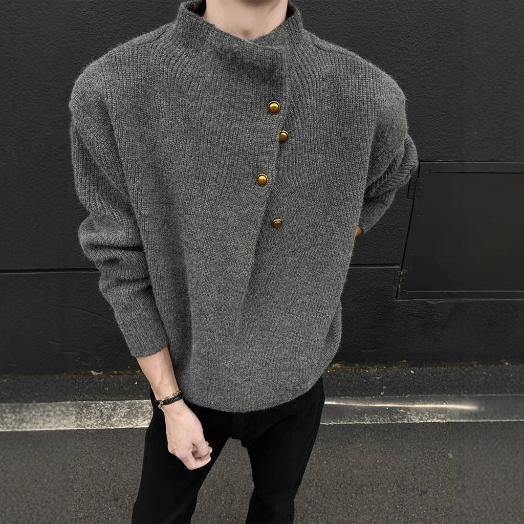 Asymmetric Button Knit Sweater