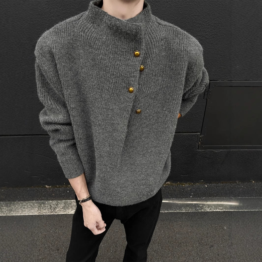 Asymmetric Button Knit Sweater