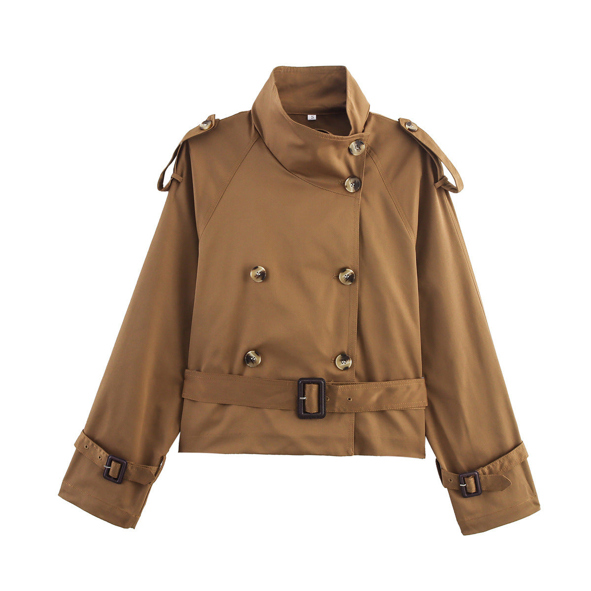 Women's Buckle-Trim Cropped Trench Coat