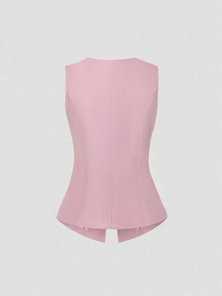 Sculpted Statement Button Vest