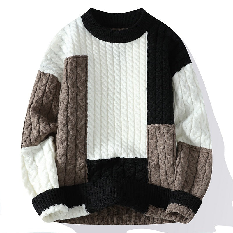 Men's thickened warm high-neck knitted sweater.