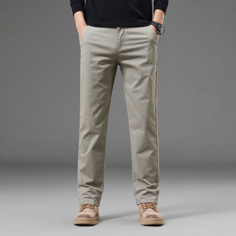 Premium Straight-Leg Cotton Stretch Casual Pants