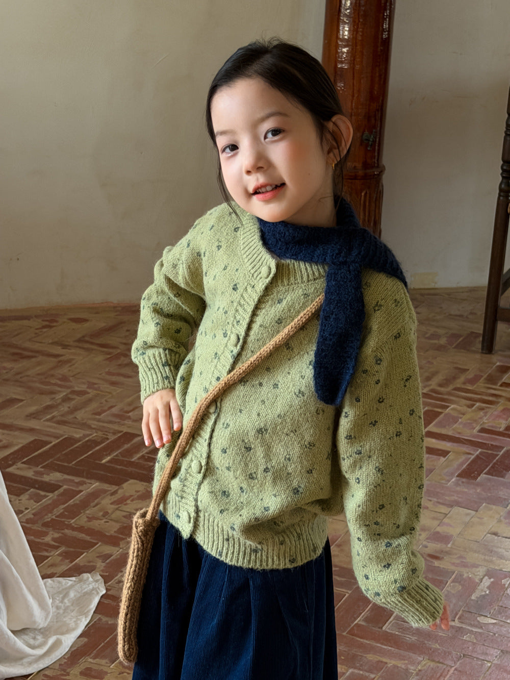 Girls' Floral Knit Cardigan