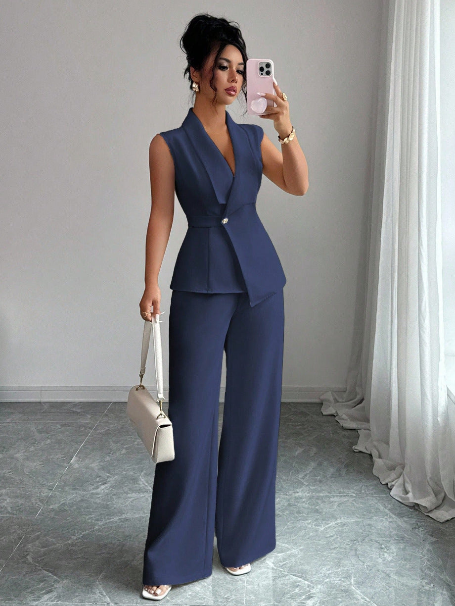 Blazer and Wide Leg Trousers Two Piece Set