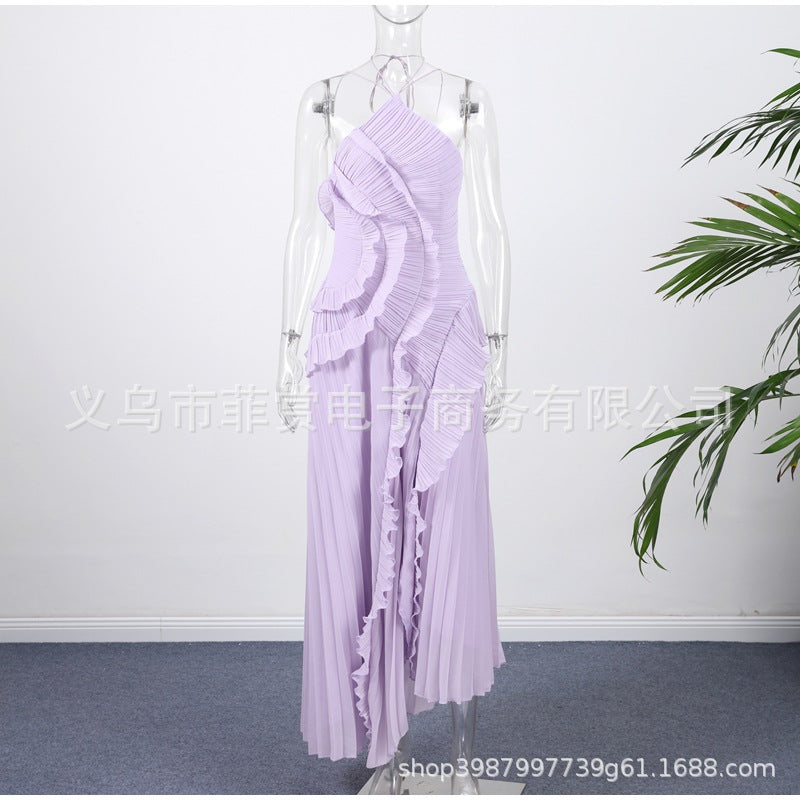 Pleated Halter Dress