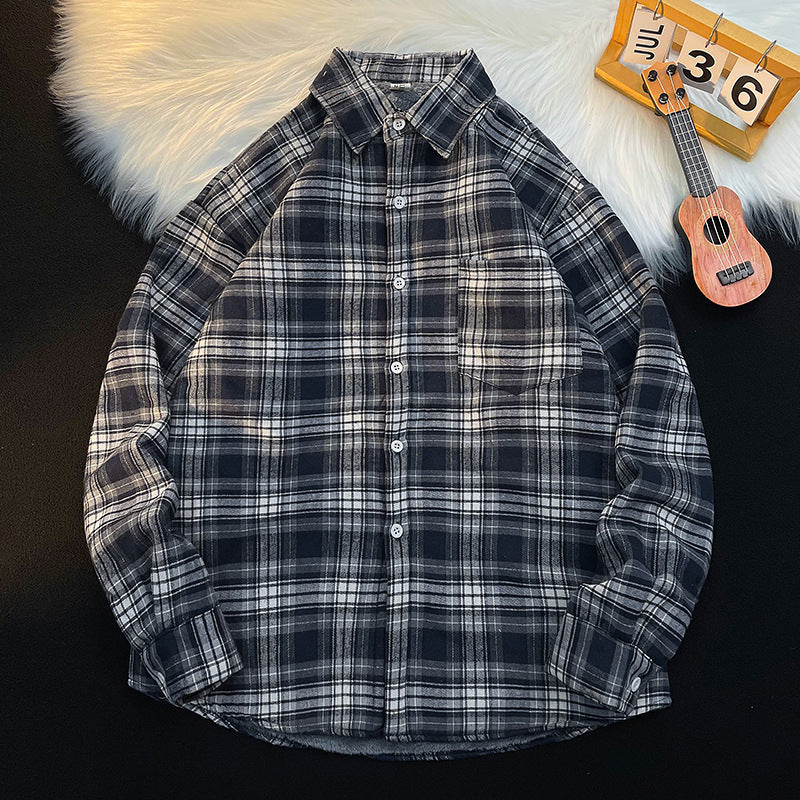 Vintage Plaid Fleece-Lined Shirt Jacket