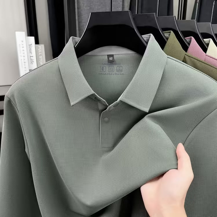2026 summer new men's lapel solid color T-shirt casual and versatile fashion urban young men trendy short sleeves