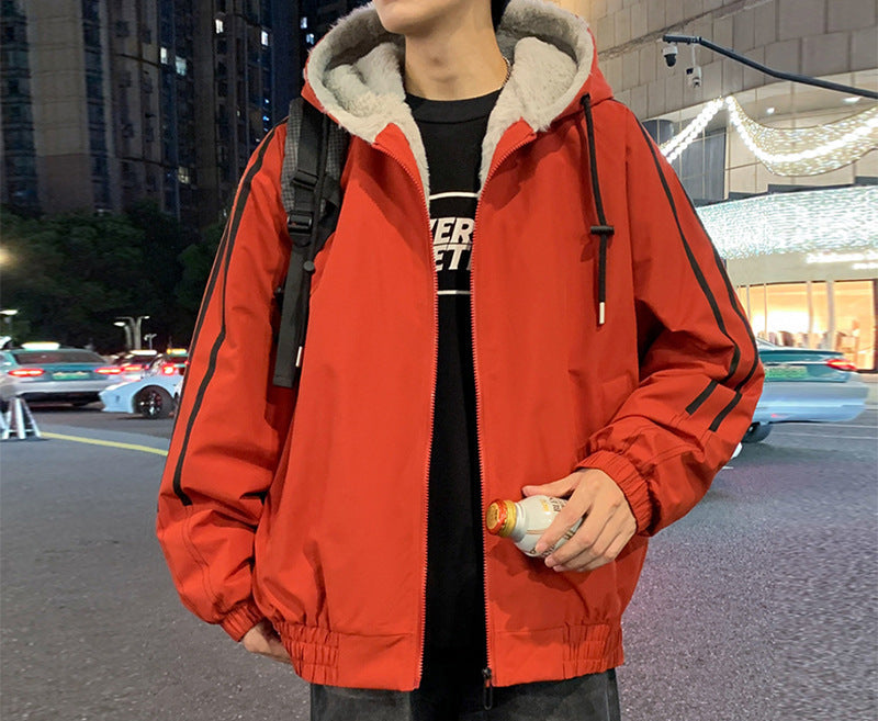 Fleece-Lined Hooded Bomber Jacket