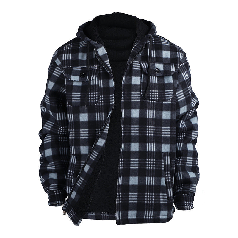 Lined Plaid Hooded Jacket