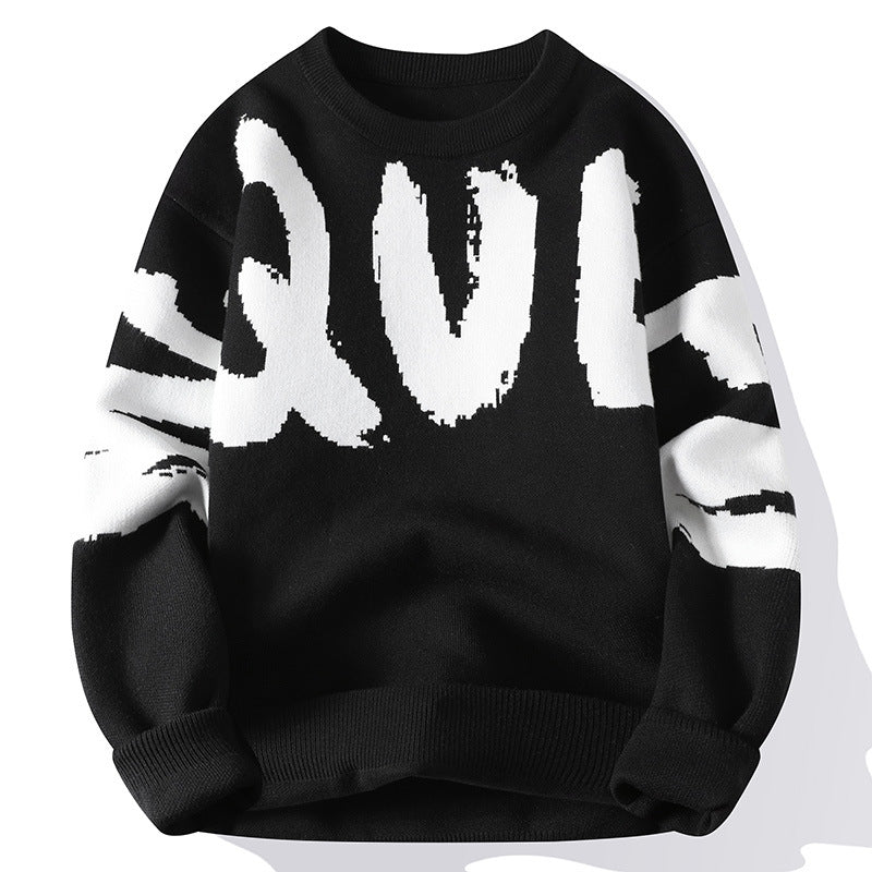 Men's Oversized Letter Knit Sweater
