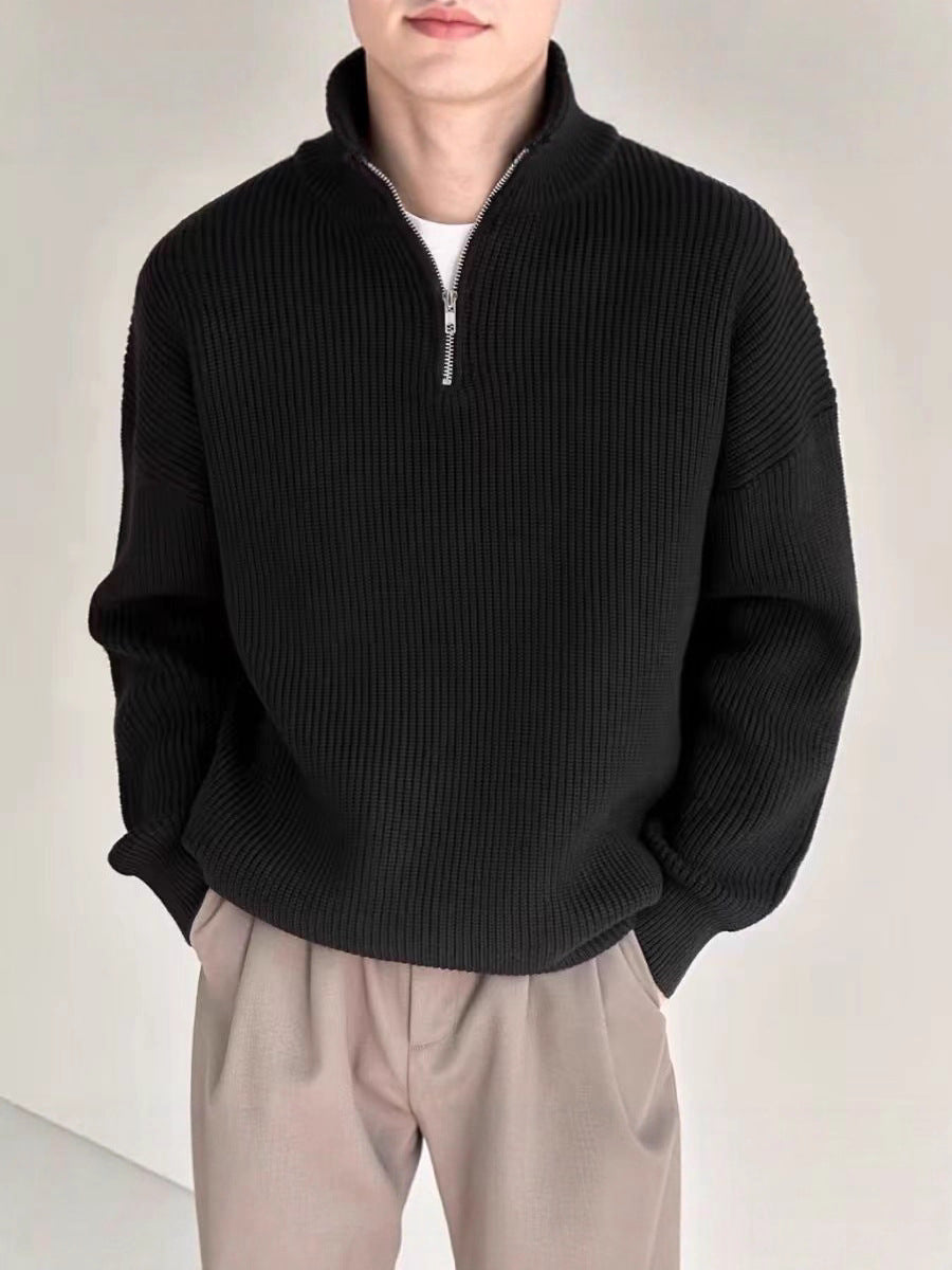 Ribbed Quarter-Zip Pullover