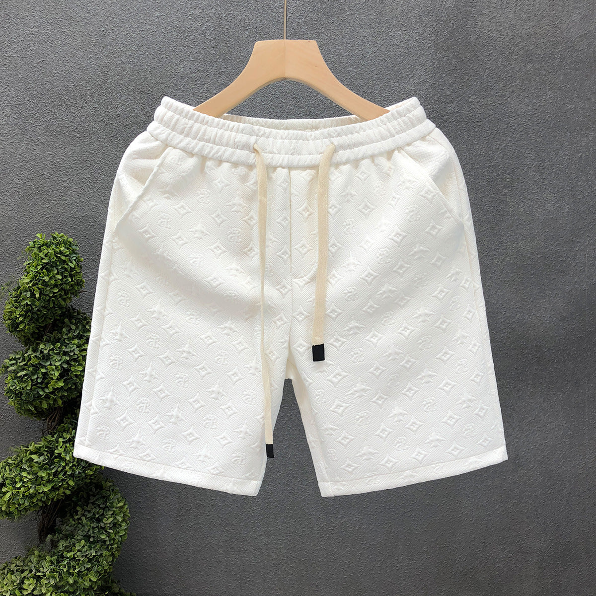 white jacquard men's shorts