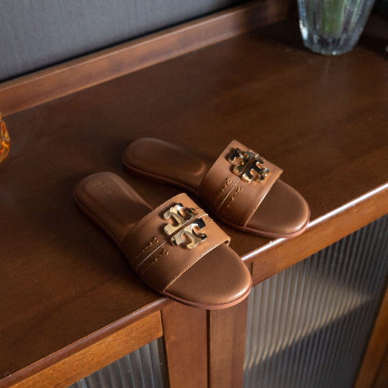 Metal-Buckle Flip-Flops