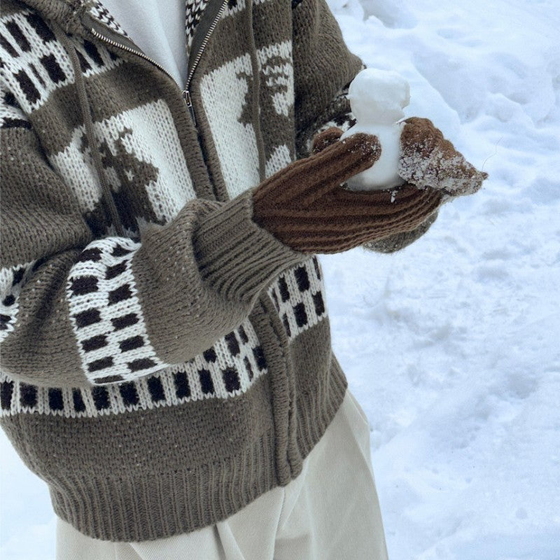 Nordic Reindeer Zip Cardigan