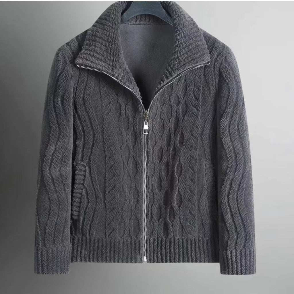 Men’s Zip-Front Cable Knit Cardigan