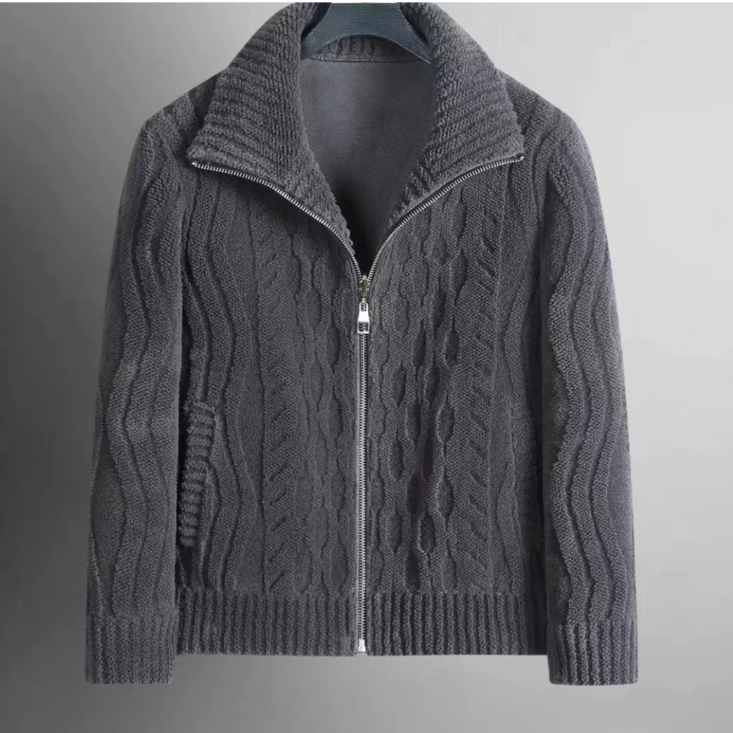Men’s Zip-Front Cable Knit Cardigan